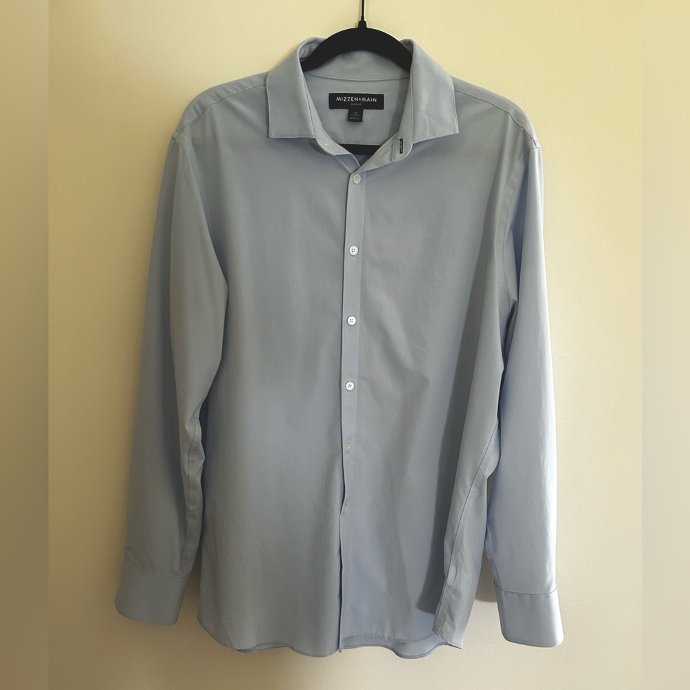 Mizzen + Main Leeward Dress Shirt, Light Blue, Medium Classic